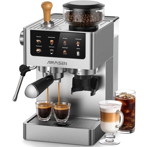 AIRMSEN Espresso Machines with Burr Grinder, 20 Bar Milk...