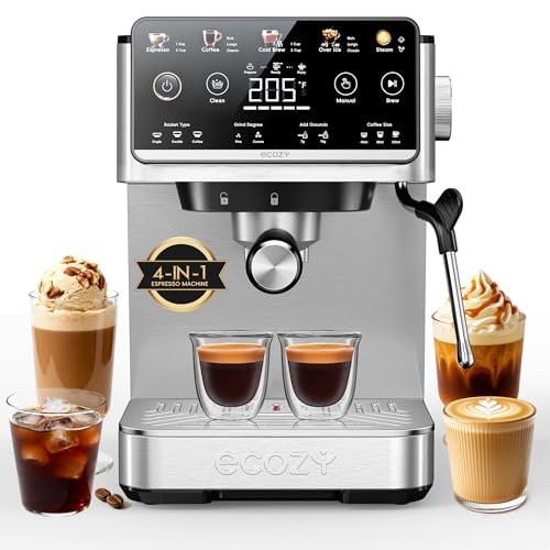 ecozy 4-in-1 Espresso Machine and Coffee Maker Combo with...