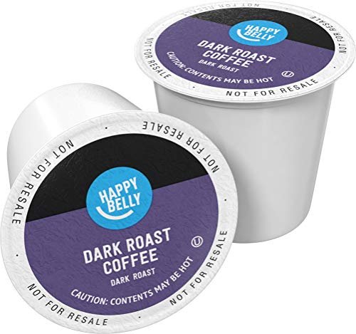 Amazon Brand - Happy Belly Dark Roast Coffee Pods.