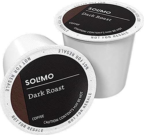 Amazon Brand - Solimo Dark Roast Coffee Pods, 100 Count.