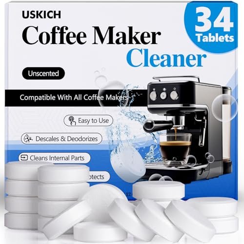Coffee Machine Cleaner Descaler Tablets 34 Pack, Universal...