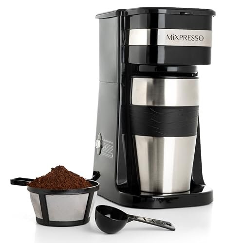 Mixpresso Black Personal Single Serve Coffee Maker with Mug.