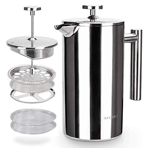 Secura French Press Coffee Maker, 304 Grade Stainless...