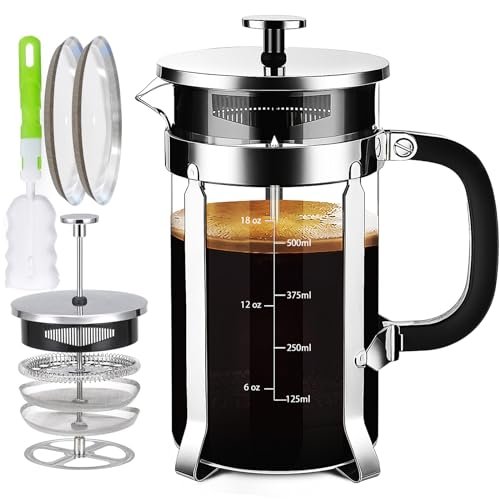 YMMIND French Press Coffee Maker 304 Stainless Steel Glass...