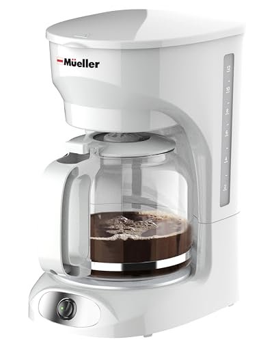 MUELLER HOME 12-Cup White Coffee Maker - Borosilicate...