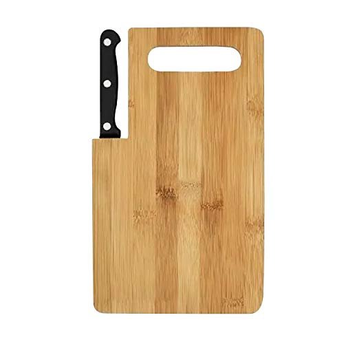 Bamboo Cutting Board Small Wood Board with Built-in Knife