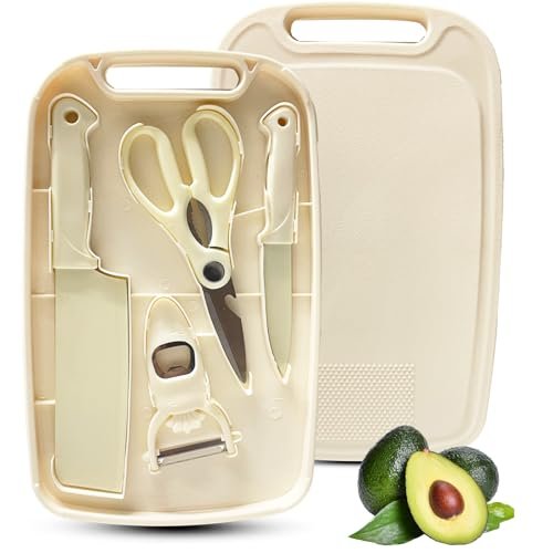 WEISHEHUG Cutting Board and Knife Set, 5 Piece Travel Kit.