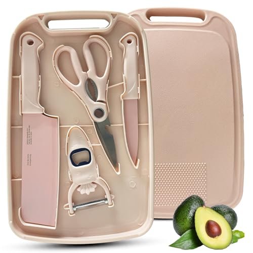 WEISHEHUG Cutting Board and Knife Set, 5 In 1 Travel