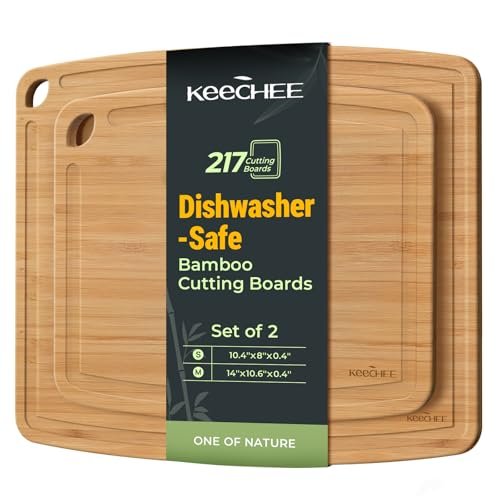 Keechee Dishwasher Safe Bamboo Cutting Boards Durable Wood...