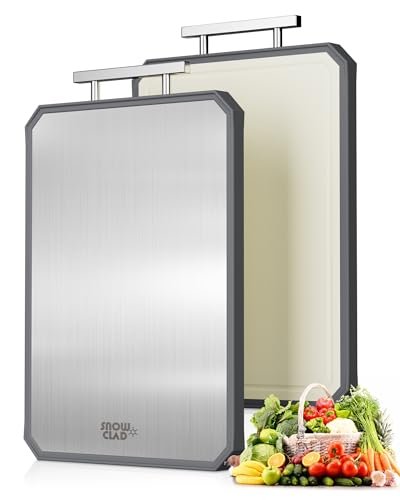 SNOWCLAD Stainless Steel Cutting Board,Double Sided Steel...