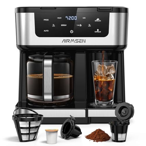 AIRMSEN 12-Cup Programmable Dual Coffee Maker – Single...