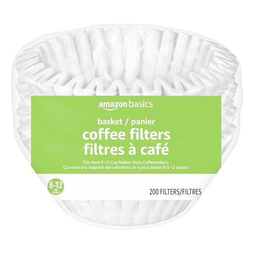 Amazon Basics Basket Coffee Filters for 8-12 Cup Makers, 200