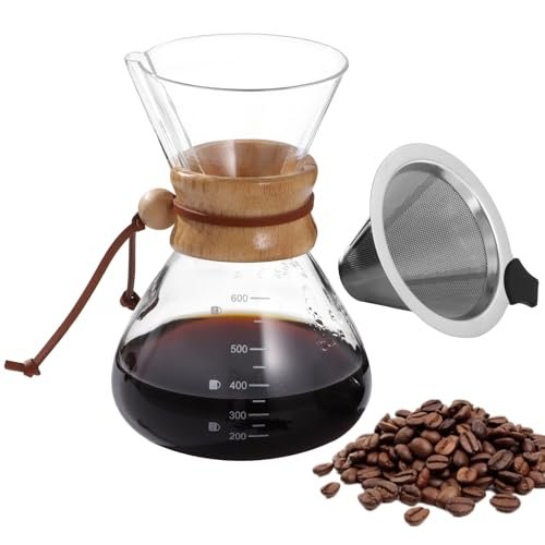 OMISTAR Pour Over Coffee Maker, 20 oz Glass Carafe.