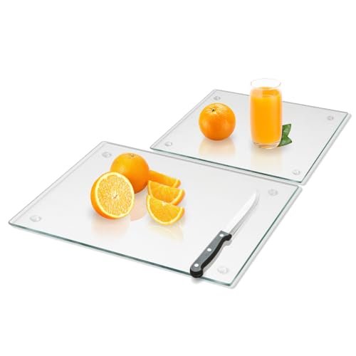Mymonfif Tempered Glass Cutting Board for Kitchen, 2-Piece...