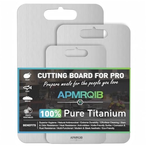 APMRQIB Titanium Cutting Board Set of 3,100% Pure Titanium