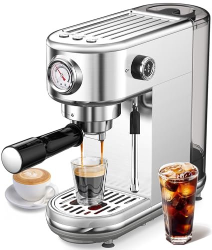 Espresso Machine with Milk Frother, 20 Bar High Pressure...