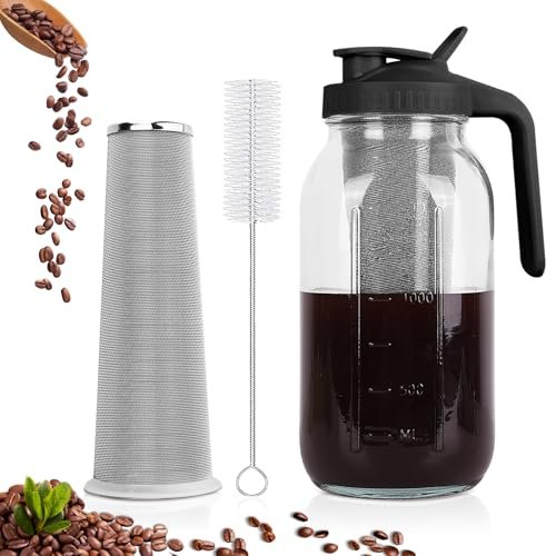 Cold Brew Coffee Maker,64 oz Mason Jar Pitcher with Filter