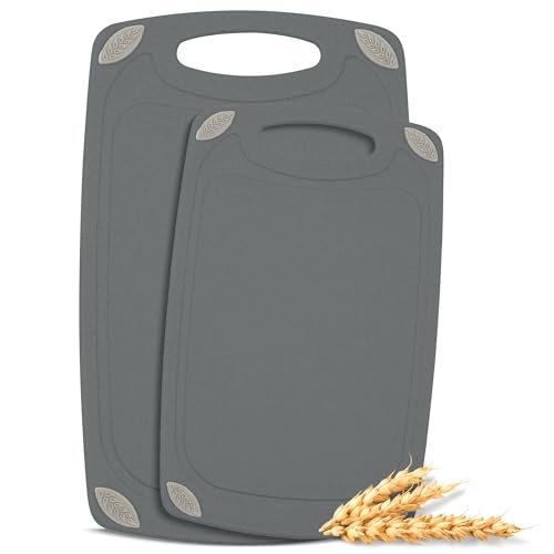 AXIOM CREATIONS 2-Piece Reversible Cutting Board Set, Wheat...