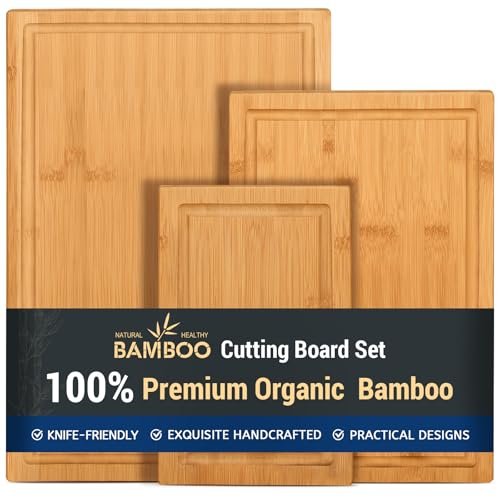 Hiware 3-piece Bamboo Cutting Boards for Kitchen, with...