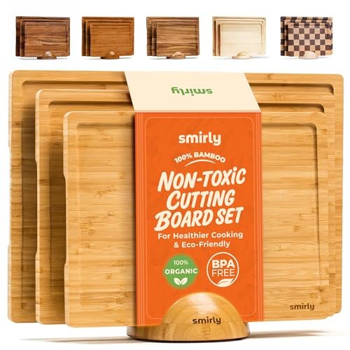 SMIRLY Wooden Cutting Boards For Kitchen Meal Prep and...