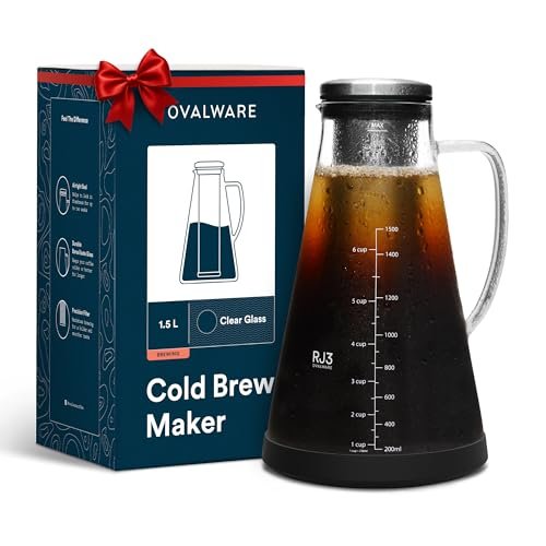 OVALWARE Airtight Cold Brew Iced Coffee Maker Pitcher...