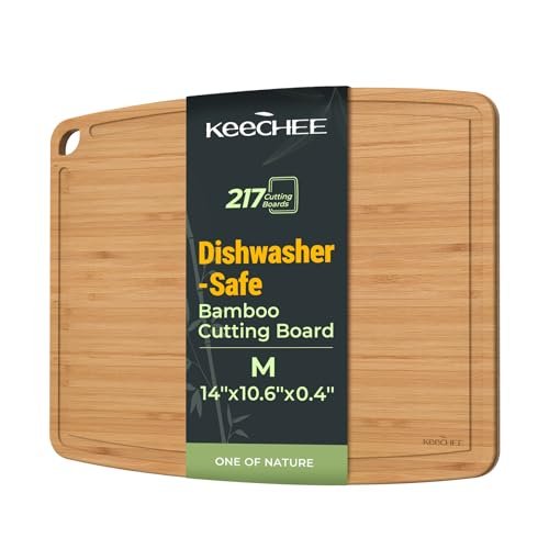 Keechee Dishwasher Safe Bamboo Cutting Board, Lightweight...