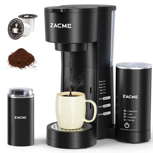 ZACME 4IN1 Single Serve Coffee Maker with Frother and...