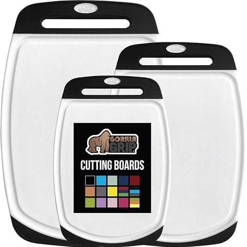 GORILLA GRIP BPA-Free Reversible Kitchen Cutting Board Set...