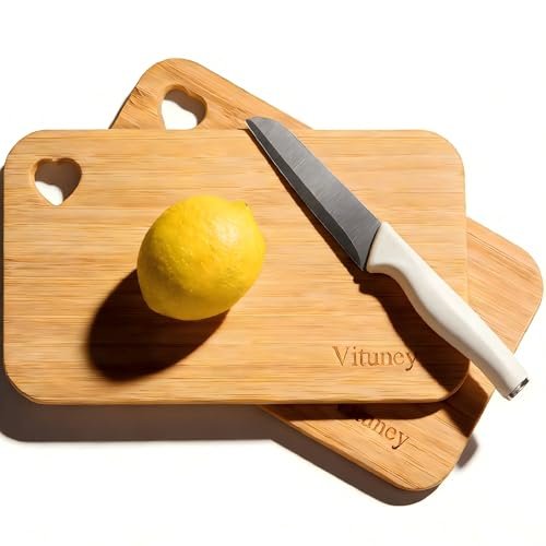 2pcs Small Bamboo Cutting Boards for Kitchen with Hanging...