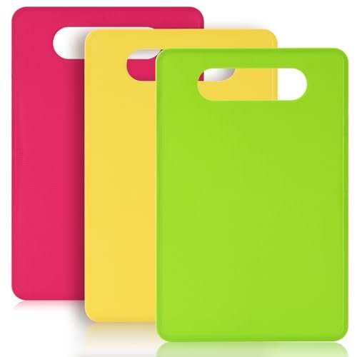 Luckyiren Plastic Cutting Board Set, 3 Pack, Small Color...
