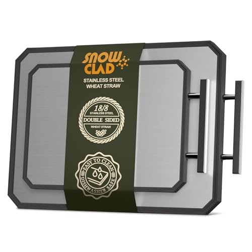 SNOWCLAD Stainless Steel Cutting Board,Double Sided Steel...