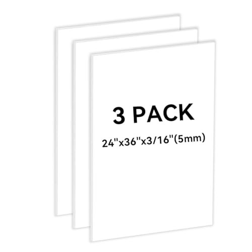 3PACK White Foam Board 24x36×3/16 inches,5MM Foam Core for...