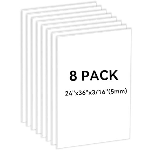 8PACK White Foam Board 24x36×3/16 inches,5MM Poster Display...