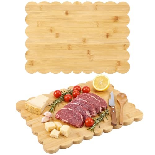 Acellegic Scalloped Bamboo Cutting Board 15.7 x 11 inches.