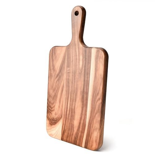 Acacia Wood Cutting Board with Handle - Serving Butcher...