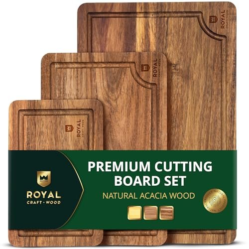 ROYAL CRAFT WOOD Acacia Wood Cutting Boards Set of 3.