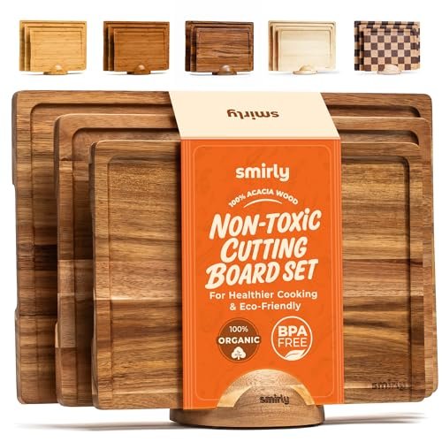 SMIRLY Wood Cutting Boards For Kitchen Meal Prep and Serving