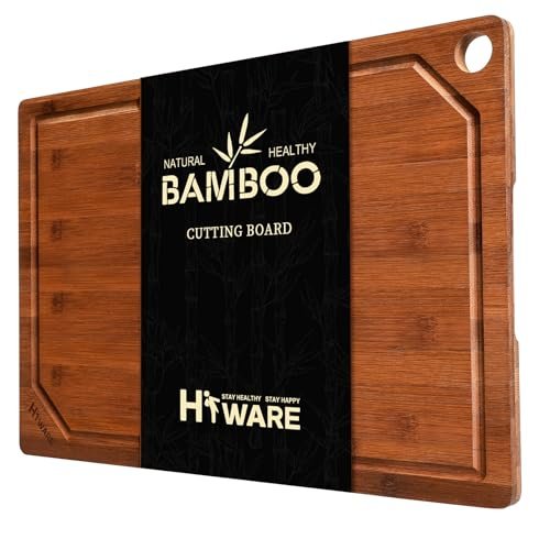 Hiware Wood Cutting Boards for Kitchen, Heavy Duty Bamboo.
