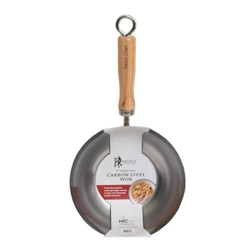 Helen's Asian Kitchen Wok, Carbon Steel, 8-Inch, for Small...