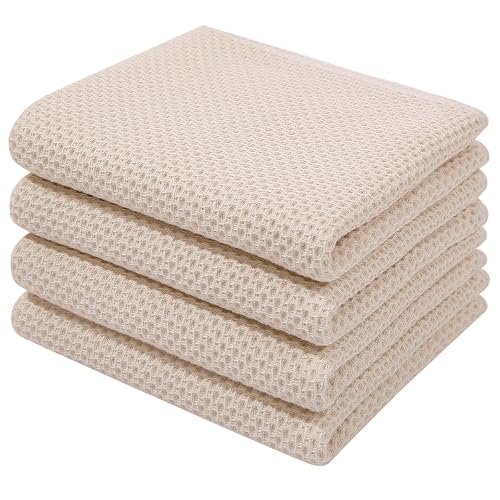 Homaxy 100% Cotton Waffle Weave Kitchen Dish Towels, 4-Pack