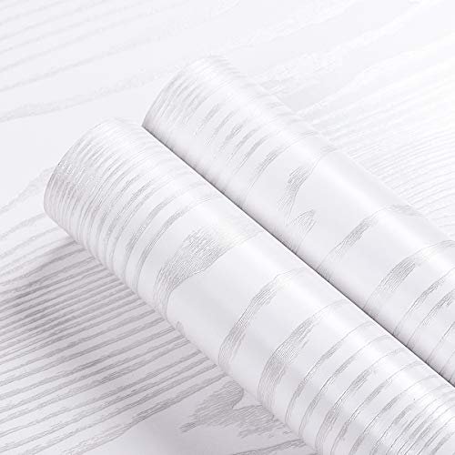 Livelynine White Peel and Stick Wallpaper Wood Grain...
