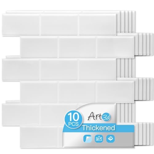 Art3d Peel and Stick Backsplash Tiles – White Washed Design