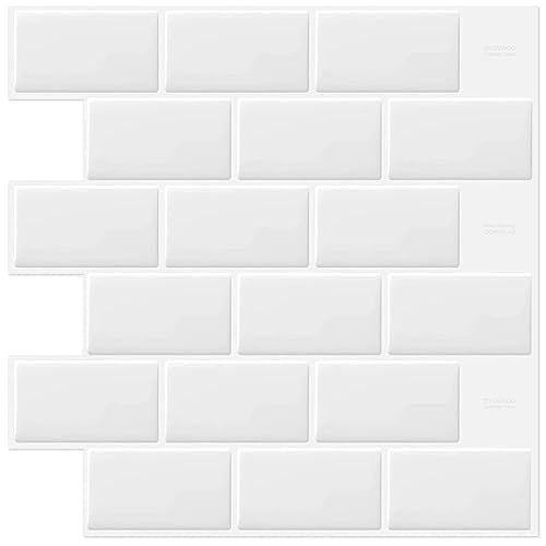 DEWOO White Peel and Stick Backsplash Subway Wall Tiles