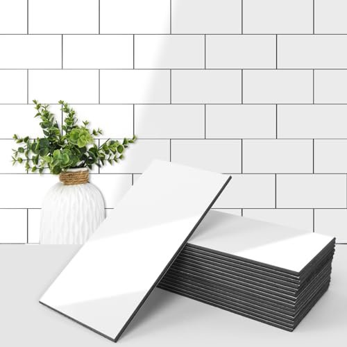 Art3d 102-Piece Peel and Stick Wall Tile Glossy White Subway