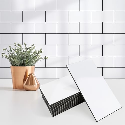 StyloVue 100 Pieces Peel and Stick Backsplash White Subway...