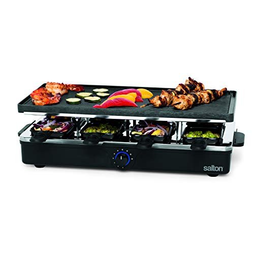 Salton Raclette Indoor Electric Party Grill & Raclette, 8...