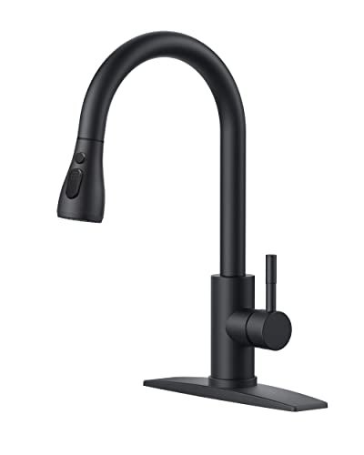 FORIOUS Black Kitchen Faucet with Pull Down Sprayer