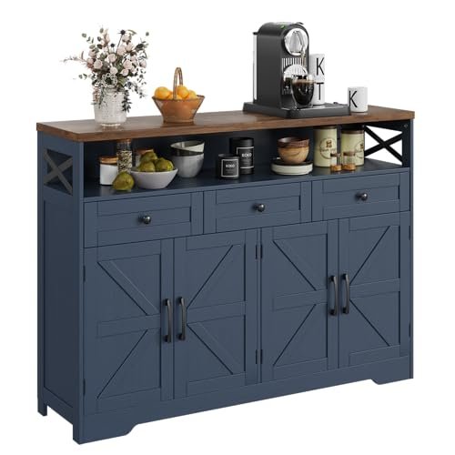 Befrases Farmhouse Buffet Cabinet with Drawers & Open Shelf