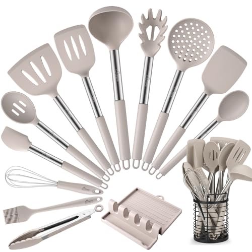 HOTEC 446°F Heat Resistant Silicone Kitchen Utensils,...