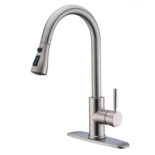 WEWE Single Handle High Arc Brushed Nickel Kitchen Sink...